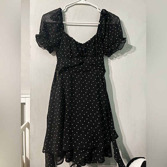 Dresses & Skirts - Elegant Black Polka Dot Dress